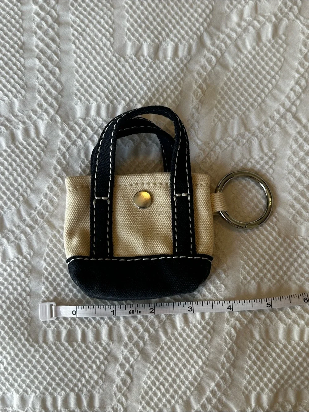 Lands End Micro Canvas Tote Charm Keychain NEW